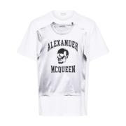 Grafische Print Wit T-shirt Alexander McQueen , White , Heren