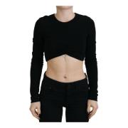 Zwarte Ronde Hals Viscose Crop Top Dsquared2 , Black , Dames