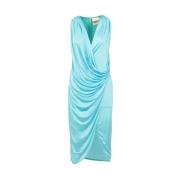 Mouwloze Viscose Jurk met Ruche Aniye By , Blue , Dames