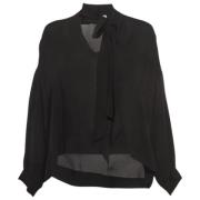 Pre-owned Silk tops Balenciaga Vintage , Black , Dames