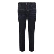 Zwarte Slim-Fit Gebruikte-Was Denim Jeans Dsquared2 , Black , Heren
