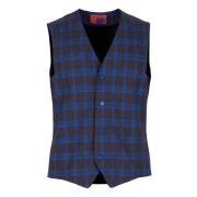 Blauw Tartan Vest Italiaanse Stijl Gallo , Multicolor , Heren