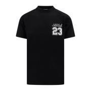 Zwart Ss24 T-shirt met Logo Borduurwerk Off White , Black , Heren