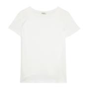 Satin Front T-Shirt met Ronde Hals Oltre , White , Dames