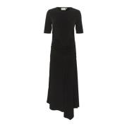 Zwarte Gedrapeerde Jurk Gestuz , Black , Dames