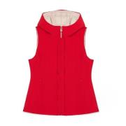 Gewatteerde Hooded Vest in Contrastkleur Oltre , Red , Dames