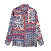 Satin blouse met Foulard-patroon Oltre , Multicolor , Dames