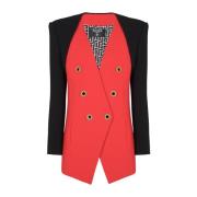 Dubbele trompe loeil jas Balmain , Red , Dames