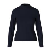 Gebreide Mock-Neck Sweater Donkerblauw Marc Cain , Blue , Dames