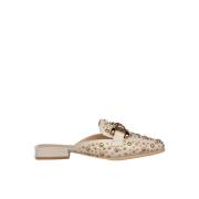 Studded Flat Mules Alma EN Pena , White , Dames