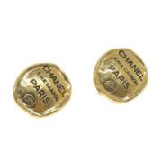 Pre-owned Metal earrings Chanel Vintage , Yellow , Dames