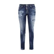 Geschilderde spatten cropped jeans Dsquared2 , Blue , Dames