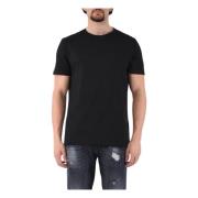 Jersey T-shirt met voorlogo Dondup , Black , Heren