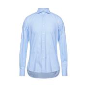 Oxford Katoenen Overhemd met Geborduurd Logo Aquascutum , Blue , Heren