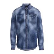 Denim Western Shirt Dsquared2 , Blue , Heren