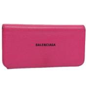 Pre-owned Leather wallets Balenciaga Vintage , Pink , Dames