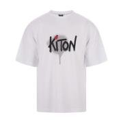 Wit T-shirt met Graffiti-Style Logo Kiton , White , Heren