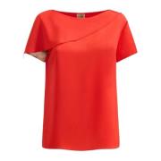 Geo Classic Shawl Blouse Alviero Martini 1a Classe , Red , Dames