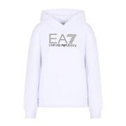 Dames Rhinestone Hoodie Emporio Armani EA7 , White , Dames