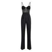 Zwart Jacquard Jumpsuit Palazzo Broek Elisabetta Franchi , Black , Dam...