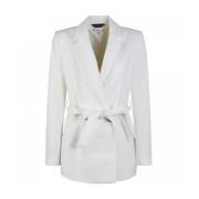 Blazer Jas met Taille Riem voor Dames Tommy Hilfiger , White , Dames