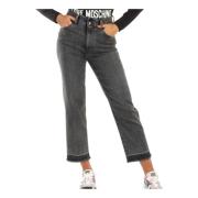 Donkere Wassing Rechte Pijp Jeans Moschino , Gray , Dames