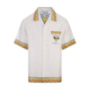 Afro Cubism Tennis Club Zijden Shirt Casablanca , White , Dames