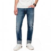 Blauwe skinny jeans met knoop- en ritssluiting Replay , Blue , Heren