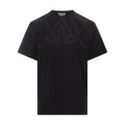 Zwart T-shirt met Seal Logo Print Alexander McQueen , Black , Heren