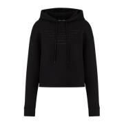 Hoodie met Oversized Borduurwerk Emporio Armani , Black , Dames