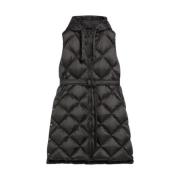 Iridescent Nylon Quilted Hooded Vest Max Mara , Black , Dames