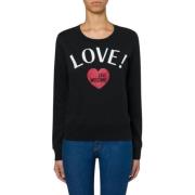Hartprint Katoenen Sweatshirt Love Moschino , Black , Dames