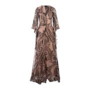 Roze Zijden Chiffon Maxi Jurk Etro , Multicolor , Dames