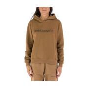 Katoenen Hoodie met Voorlogo Hinnominate , Brown , Dames