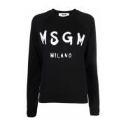 Zwarte Sweatshirt Damesmode Msgm , Black , Dames