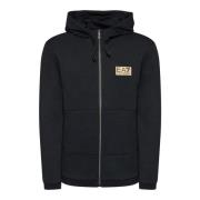 Heren Zip Hoodie Moderne Stijl Emporio Armani EA7 , Black , Heren