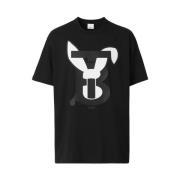 Katoen Logo Print T-shirt Top Burberry , Black , Heren