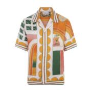 Zijden Zomer Court Shirt met Print Casablanca , Multicolor , Dames