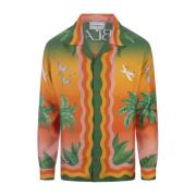 MultiColour Zijden Lange Mouwen Shirt En Fleur Casablanca , Multicolor...