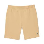 Beige Katoenen Shorts met Krokodil Borduurwerk Lacoste , Beige , Heren