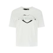 Zilveren Print Dames T-shirt Moschino , White , Dames