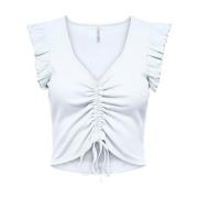 Casual Katoenen T-shirt Only , White , Dames