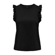 Mouwloze Top Only , Black , Dames