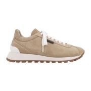 Beige Suède Veterschoenen Brunello Cucinelli , Beige , Dames