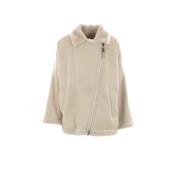 Shearling Bikerjack met Geborduurd Detail Brunello Cucinelli , Beige ,...