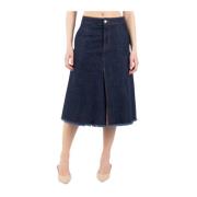 A-lijn Denim Rok met Rafelrand Officine Générale , Blue , Dames