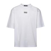 Wit Katoenen Oversized T-Shirt met Logo Print Dsquared2 , White , Here...