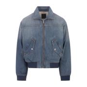 Blauwe Denim Bomberjack Givenchy , Blue , Heren