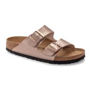 Arizona Birko-Flor Koperen Slippers Birkenstock , Brown , Dames