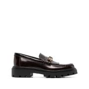 Burgundy Fringed Leather Moccasins Tod's , Brown , Dames